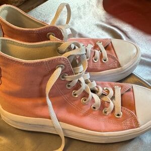 Converse Platform Salmon Pink Hightop Sneakers Shoes Womens 8